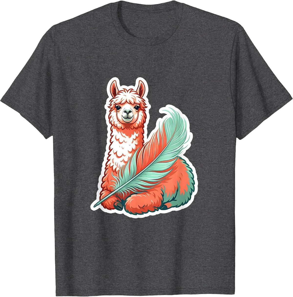 Men's Relaxed Llama Sticker Funny Alpaca Lover Gift T-Shirt - Dark Heather Grey