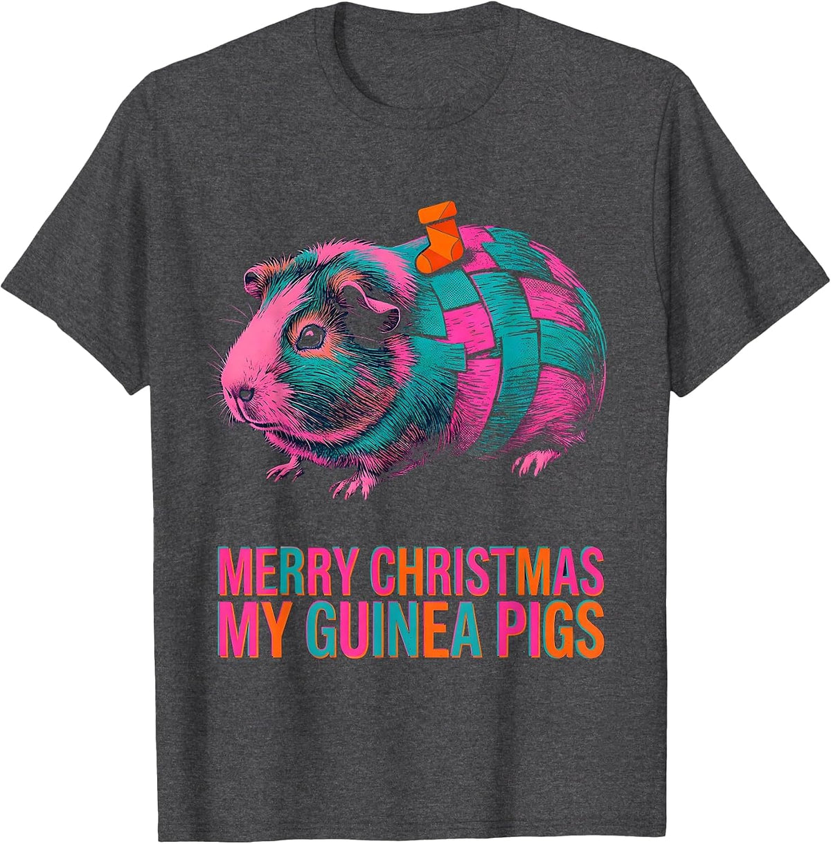 Merry Christmas My Guinea Pigs Funny Pet Lover Holiday T-Shirt - Dark Heather Grey