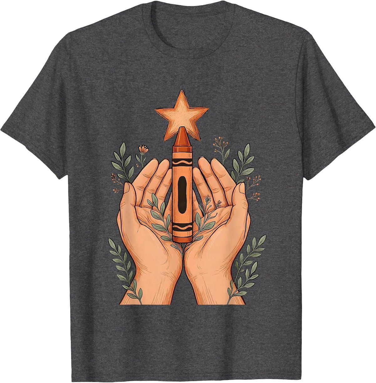 Sped Teacher Crayon Star Illustration Gift T-Shirt - Dark Heather Grey