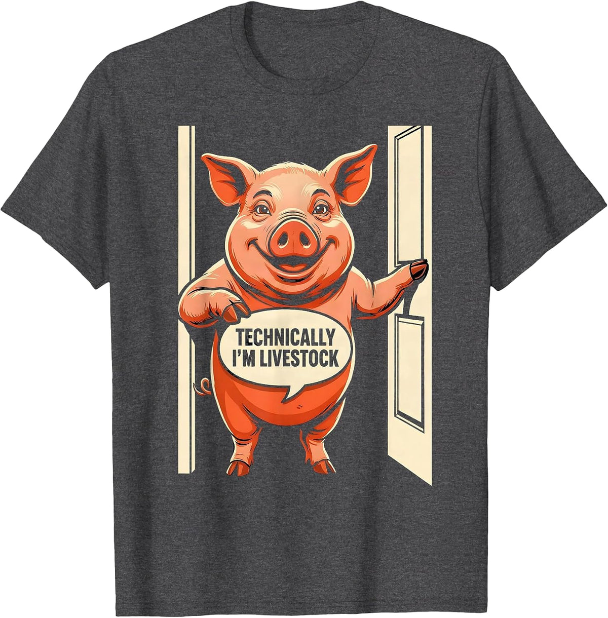 Men's Technically I'm Livestock Funny Pig Lover Farm Animal Humor T-Shirt - Dark Heather Grey