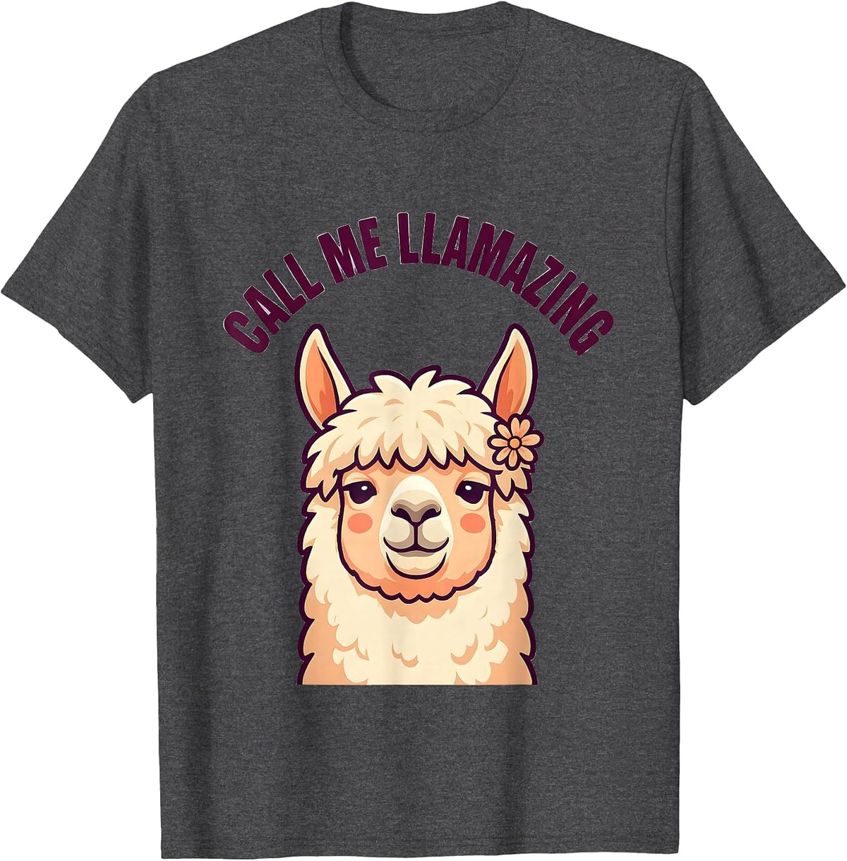 Call Me Llamazing Cute Kawaii Alpaca Pun Novelty Humor T-Shirt - Dark Heather Grey