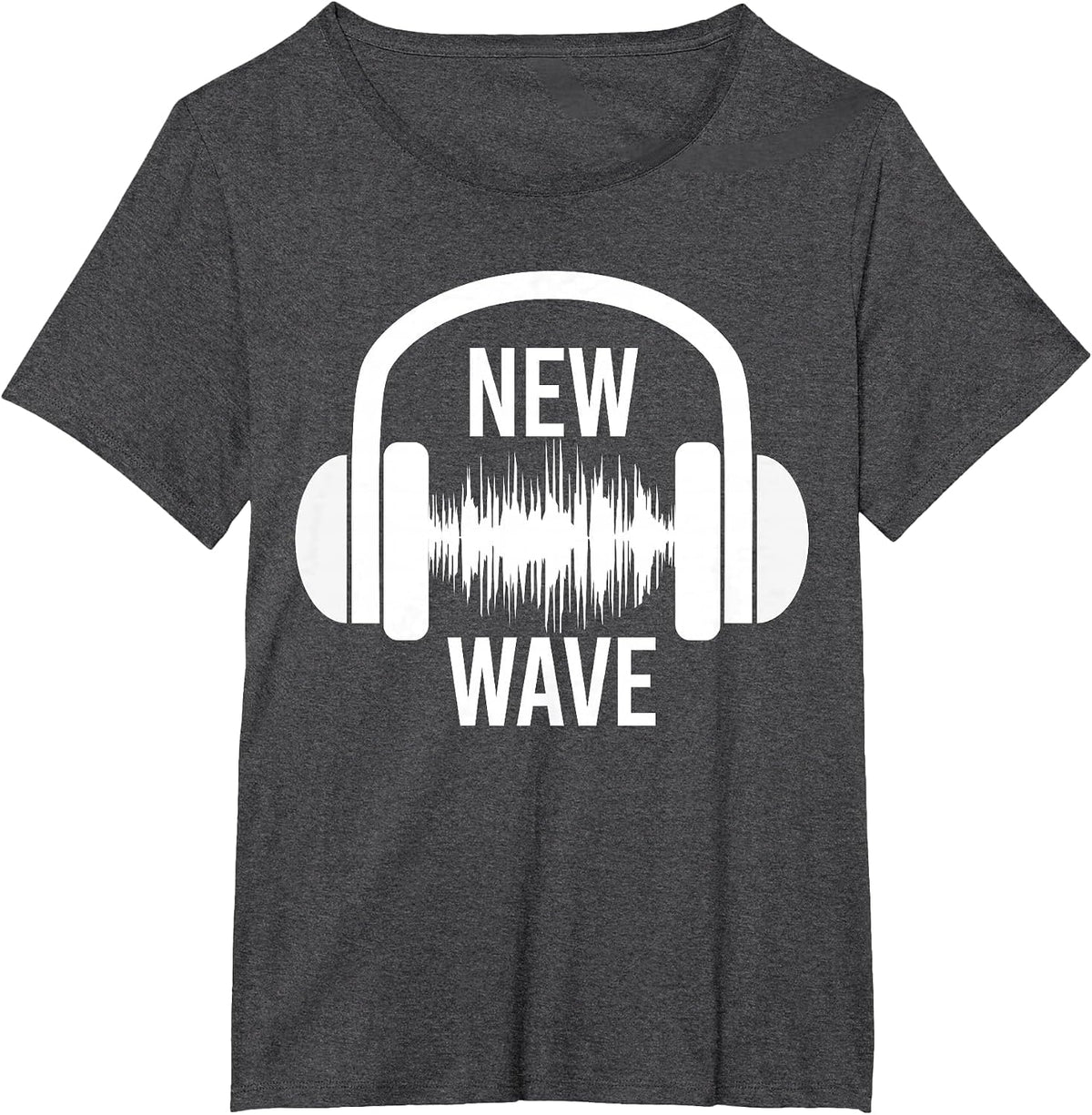 New Wave Headphone Music Graphic Design T-Shirt - Dark Heather Grey