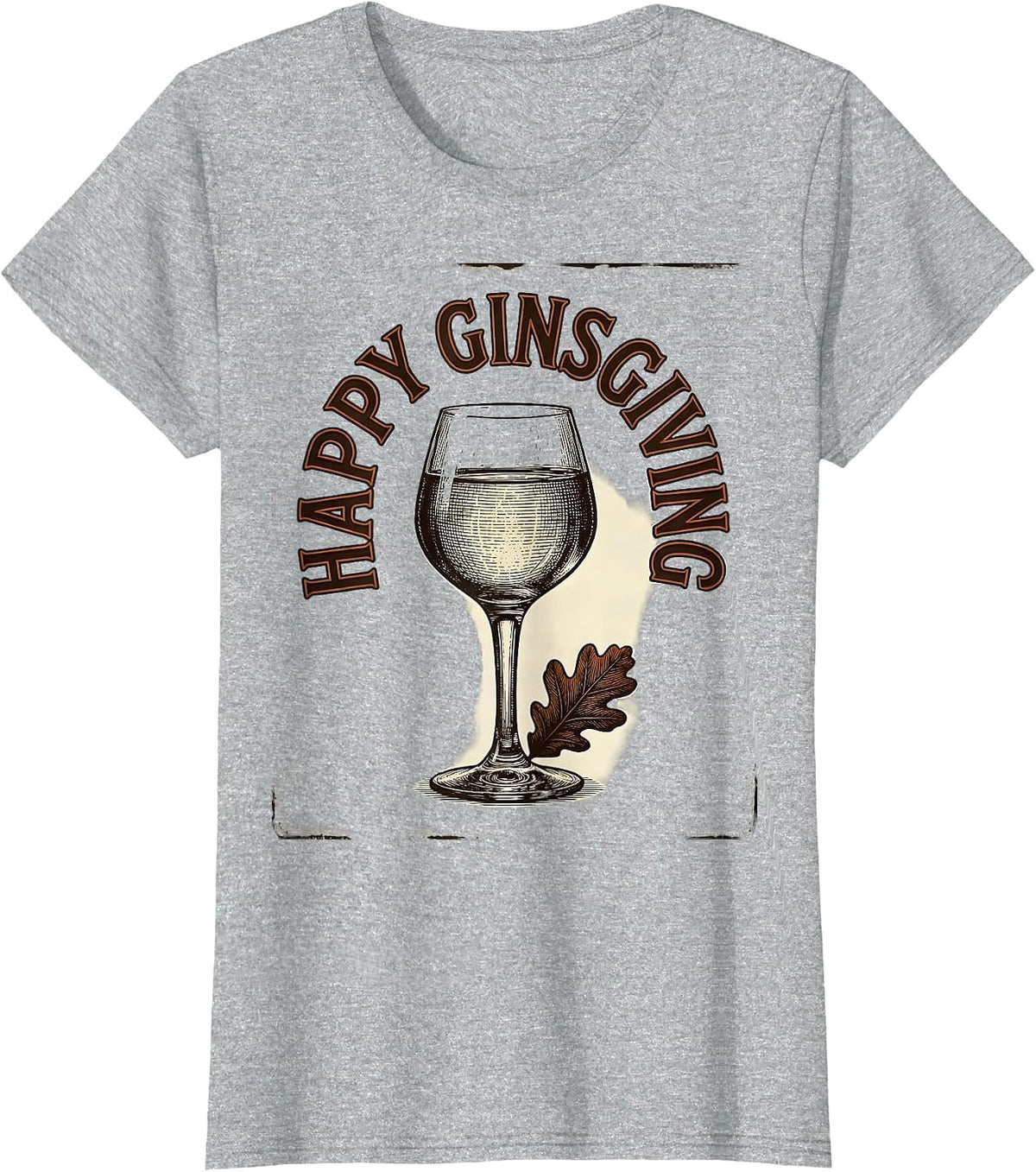 Happy Ginsgiving Vintage Drinking Humor Gin Lover Gifts T-Shirt - Heather Grey