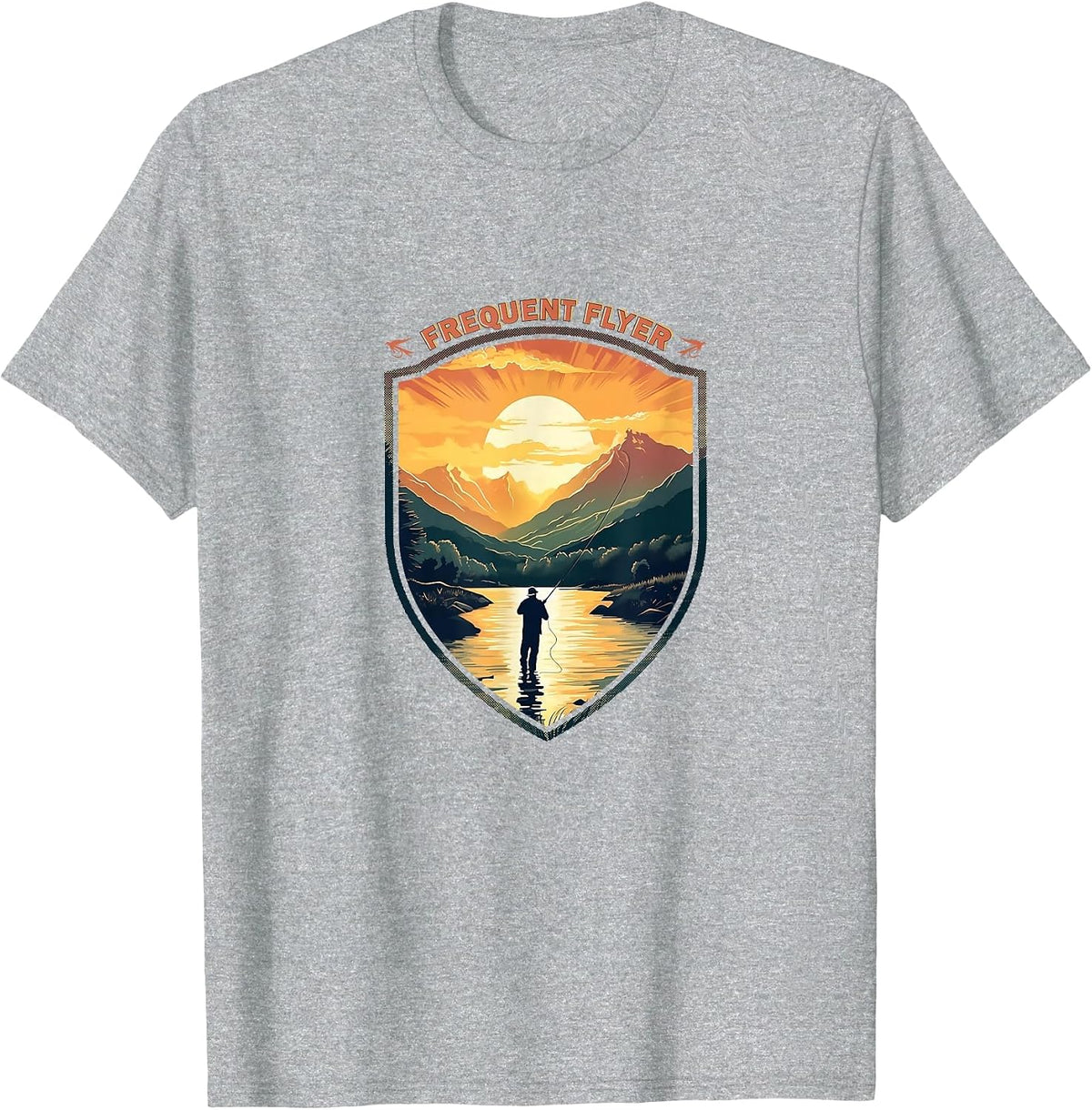 Frequent Flyer Vintage Fisherman Delight Fly Fishing T-Shirt - Heather Grey