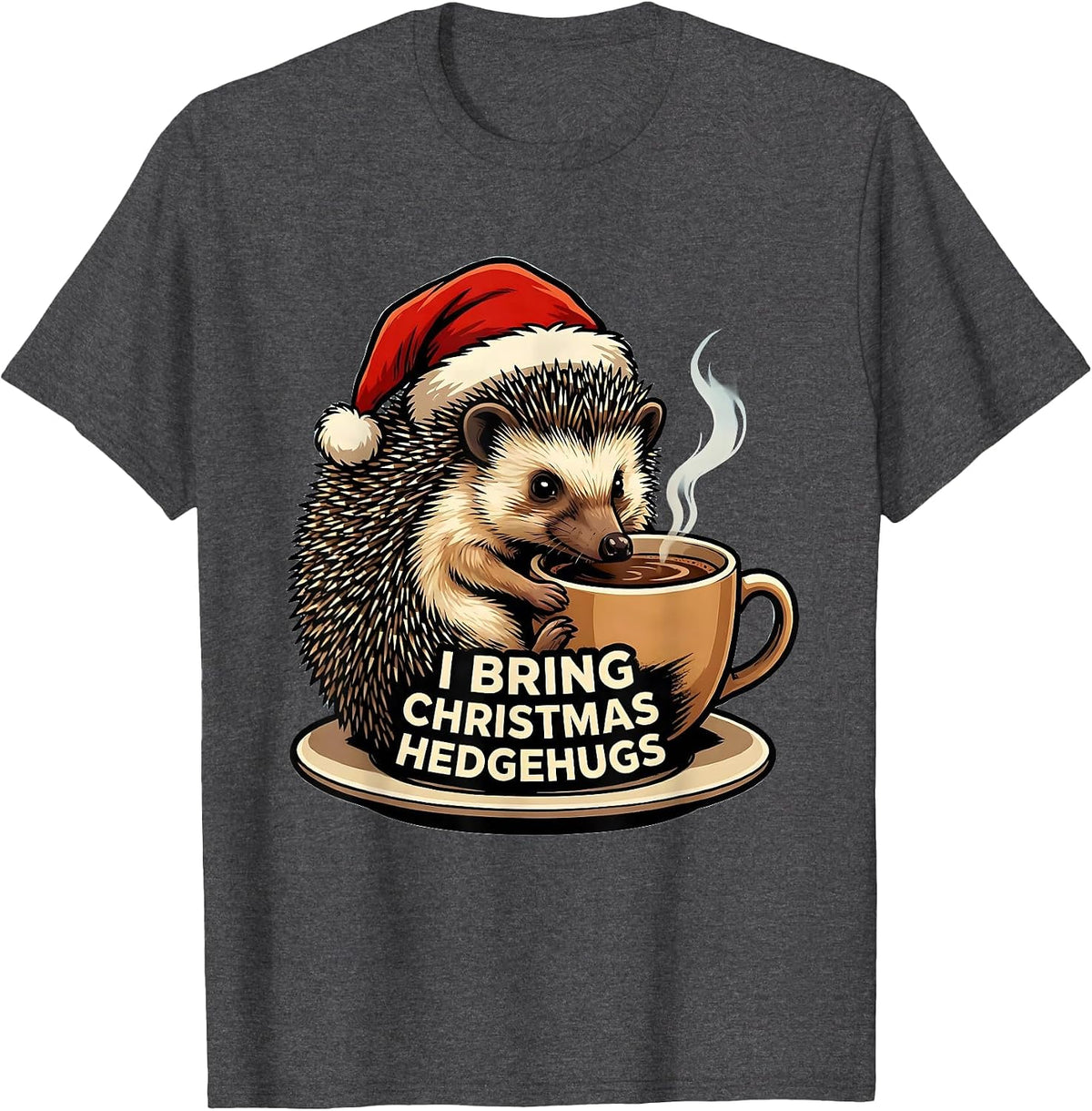 I Bring Christmas Hedgehugs Cute Hedgehog Animal Lover Humor T-Shirt - Dark Heather Grey