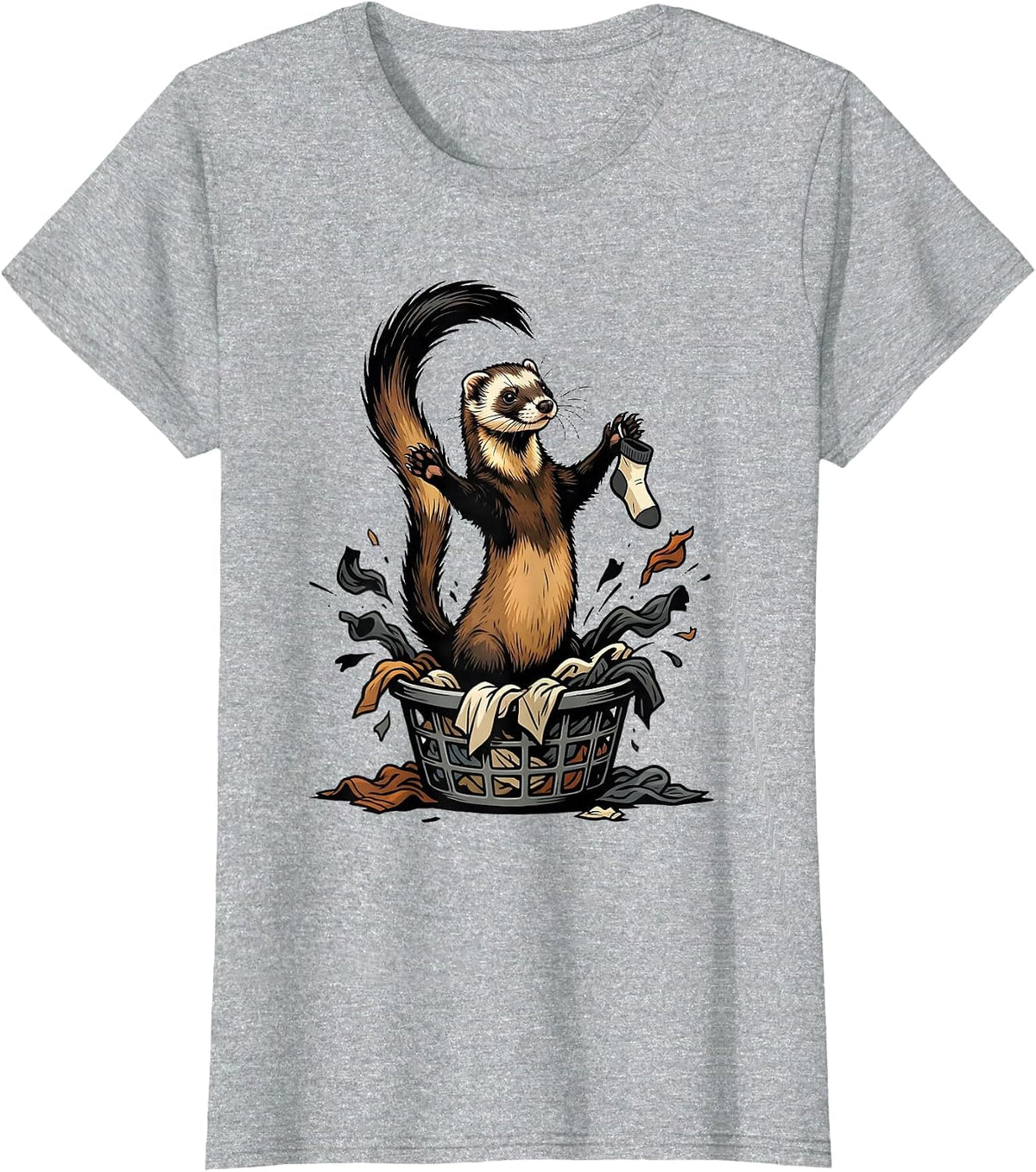 Women's Masked Ferret Triumph Funny Ferret Lover Gift T-Shirt - Heather Grey
