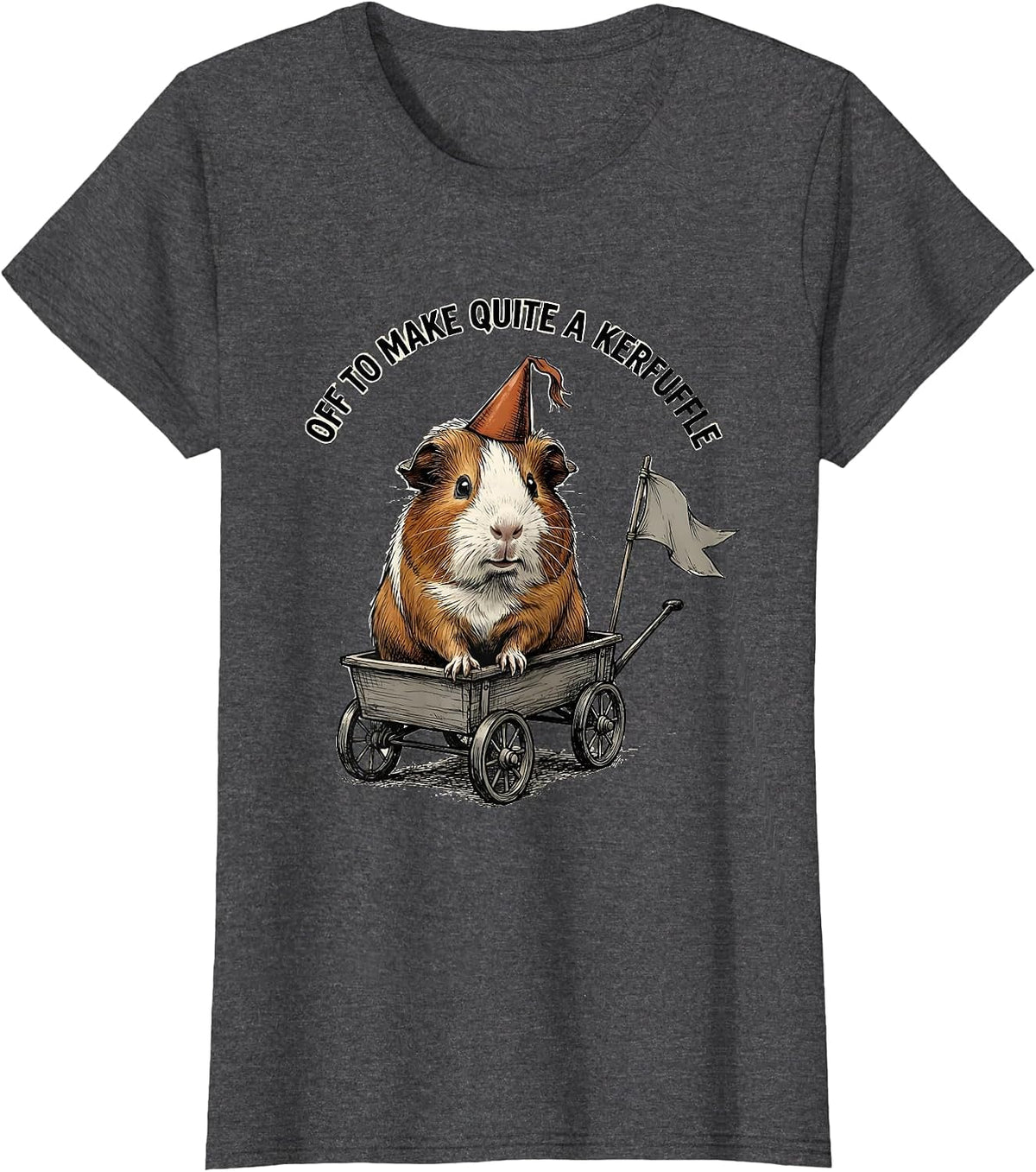 Women's Off To Make Quite A Kerfuffle Hand-Sketched Animal Meme T-Shirt - Dark Heather Grey
