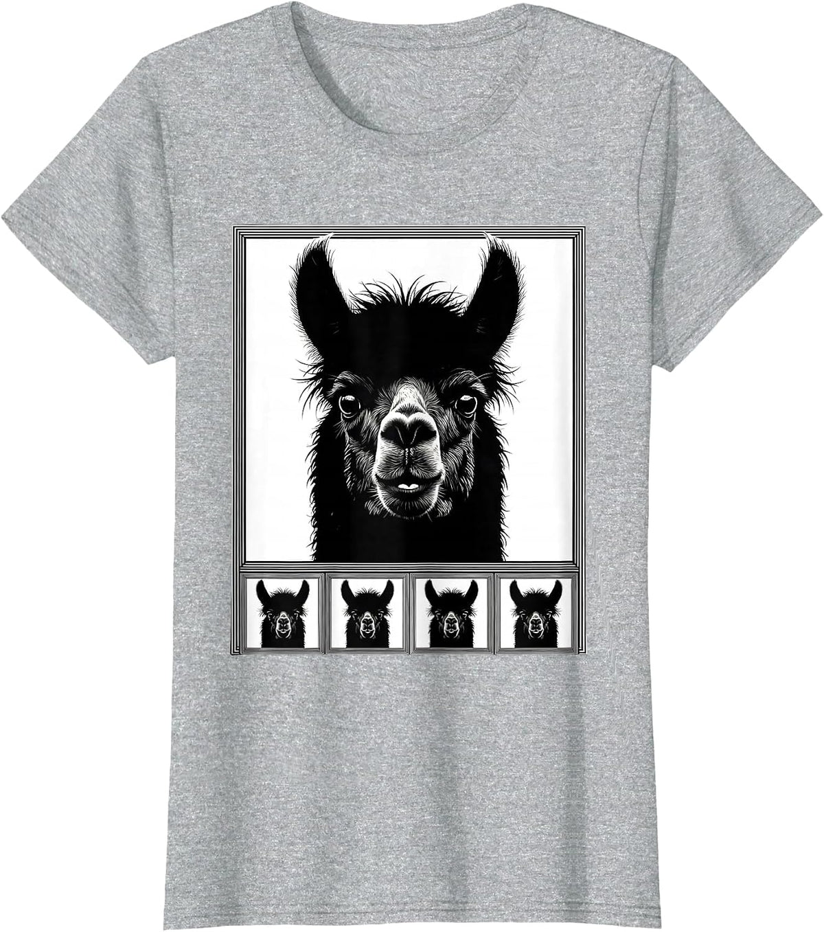 Alpaca Photobooth Funny Animal Portrait T-Shirt - Heather Grey