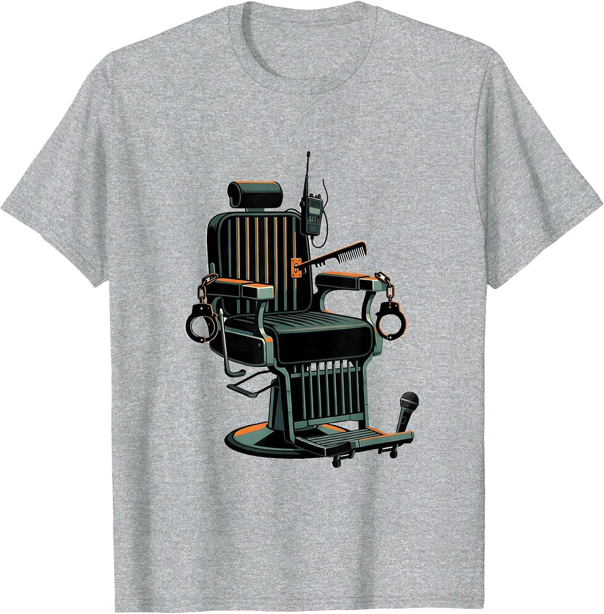 Men's Barber Chair Jail Cell Funny Police Officer Gift T-Shirt - Heather Grey
