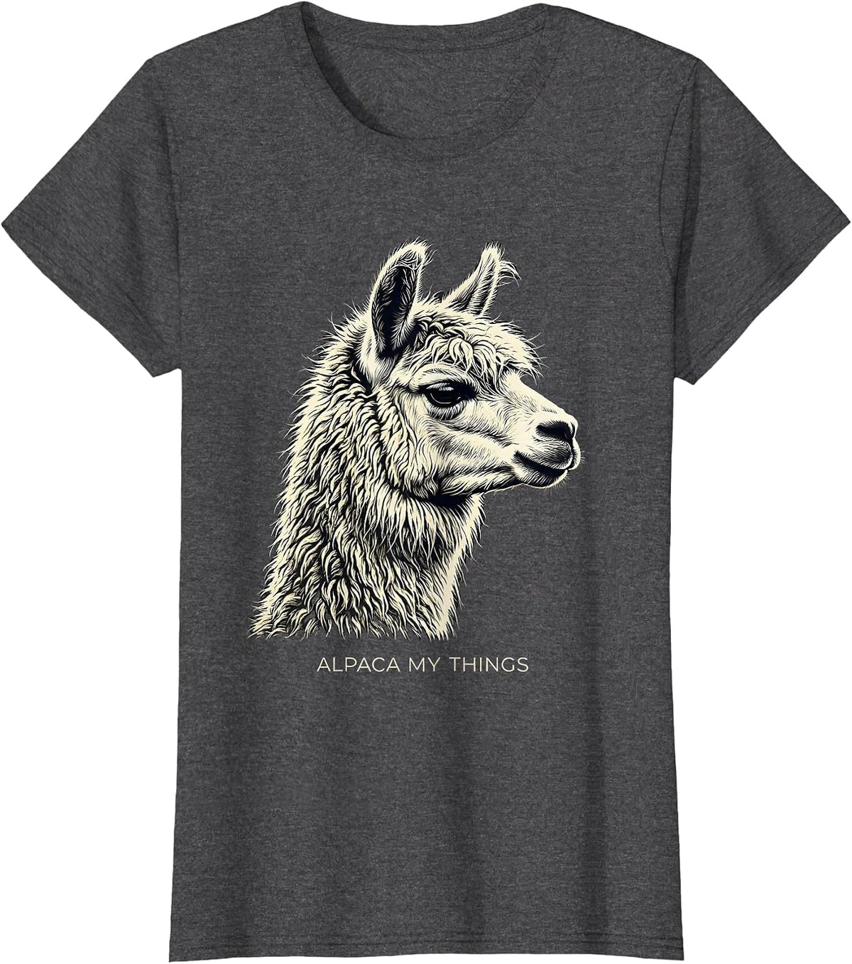 Women's Alpaca My Things Funny Alpaca Lover Casual Humor T-Shirt - Dark Heather Grey