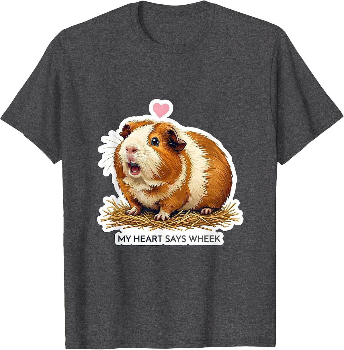 Men's My Heart Says Wheek Cute Guinea Pig Lover Owner Humor T-Shirt - Dark Heather Grey