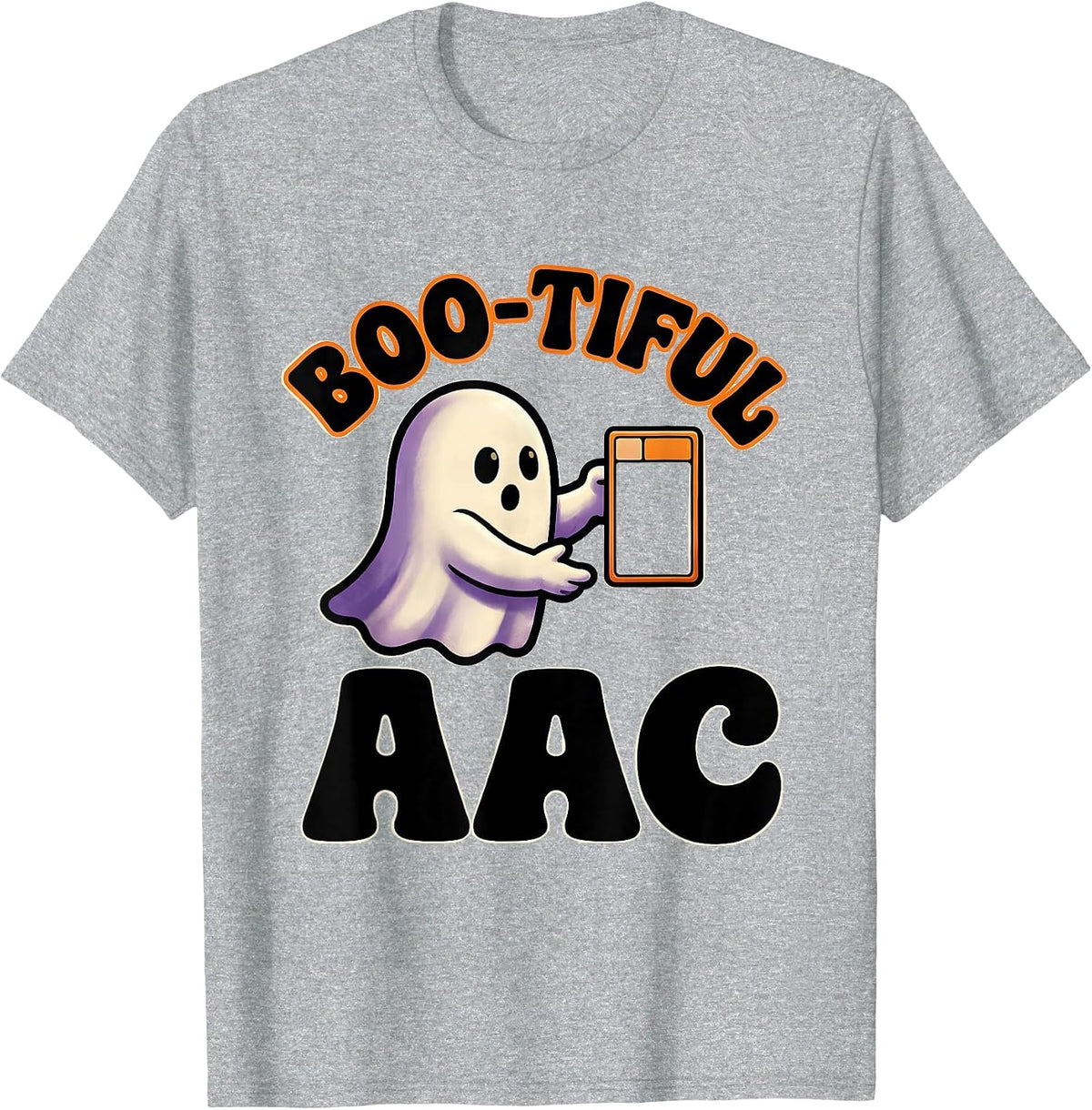 Men's Boo-tiful AAC Funny Ghost Speech Therapy SLP Teacher T-Shirt - Heather Grey