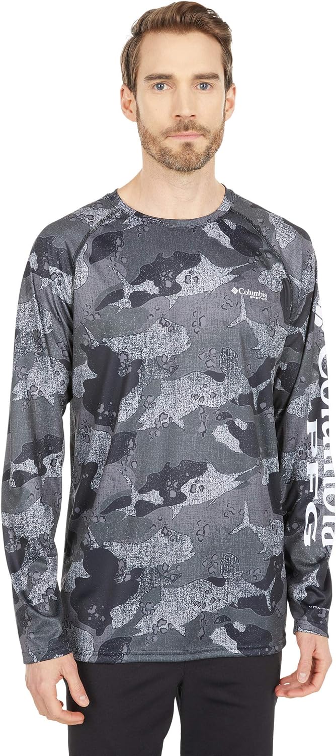 Columbia Men's PFG Super Terminal Tackle Long Sleeve Shirt - Black Gamefish Camo