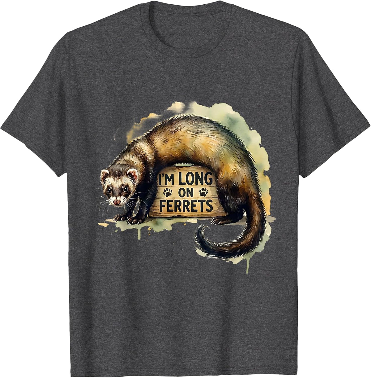 I'm Long On Ferrets Funny Ferret Lover Gift For Kids T-Shirt - Dark Heather Grey