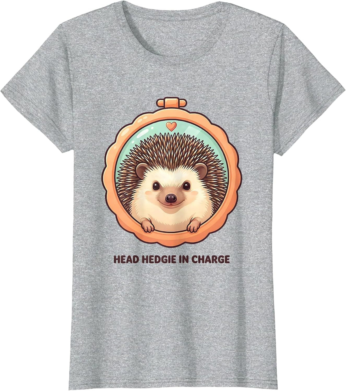 Head Hedgie In Charge Cute Kawaii Hedgehog Pet Lover Humor T-Shirt - Heather Grey