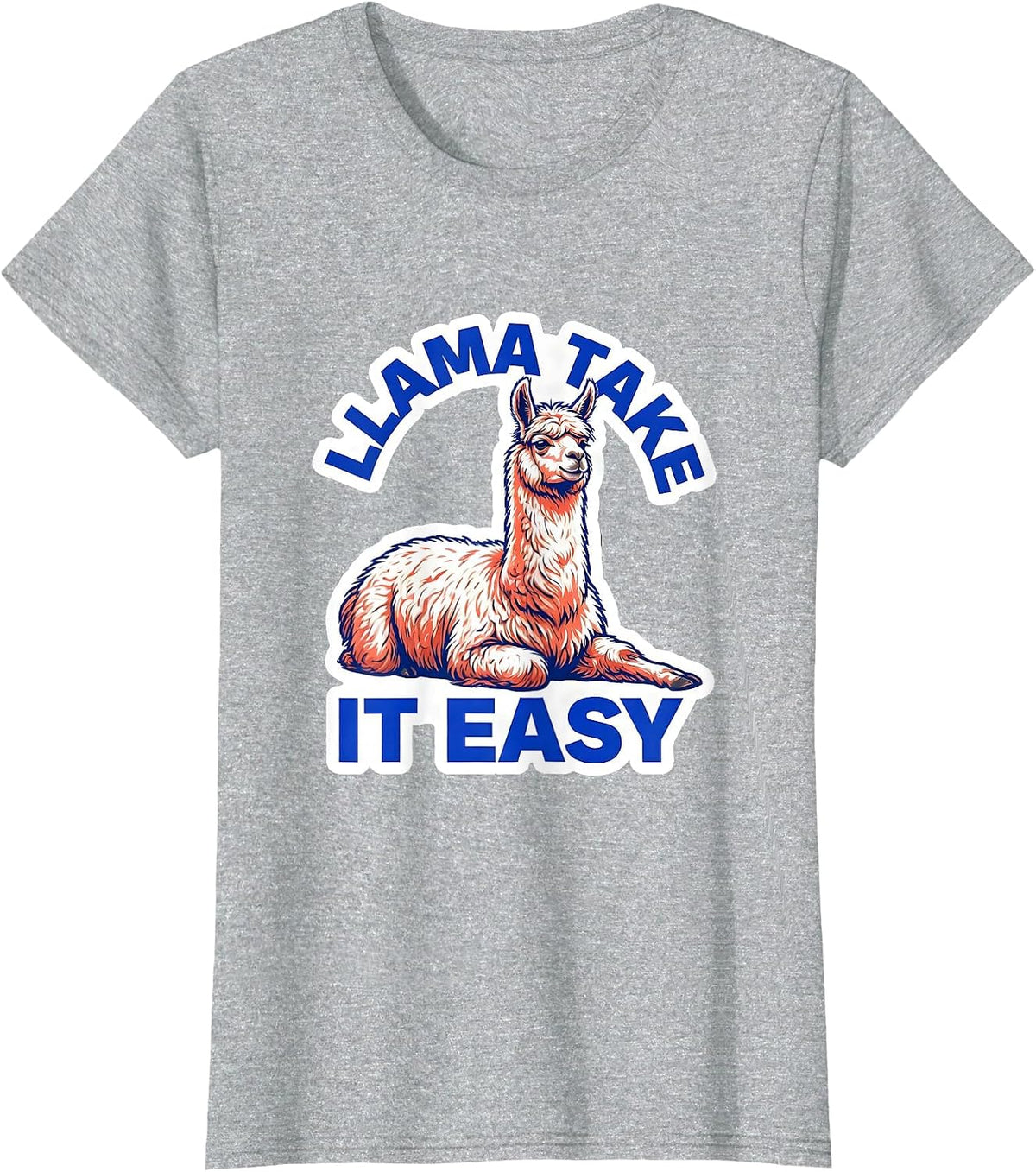 Women's Llama Take It Easy Funny Alpaca Novelty Humor Animal Lover T-Shirt - Heather Grey