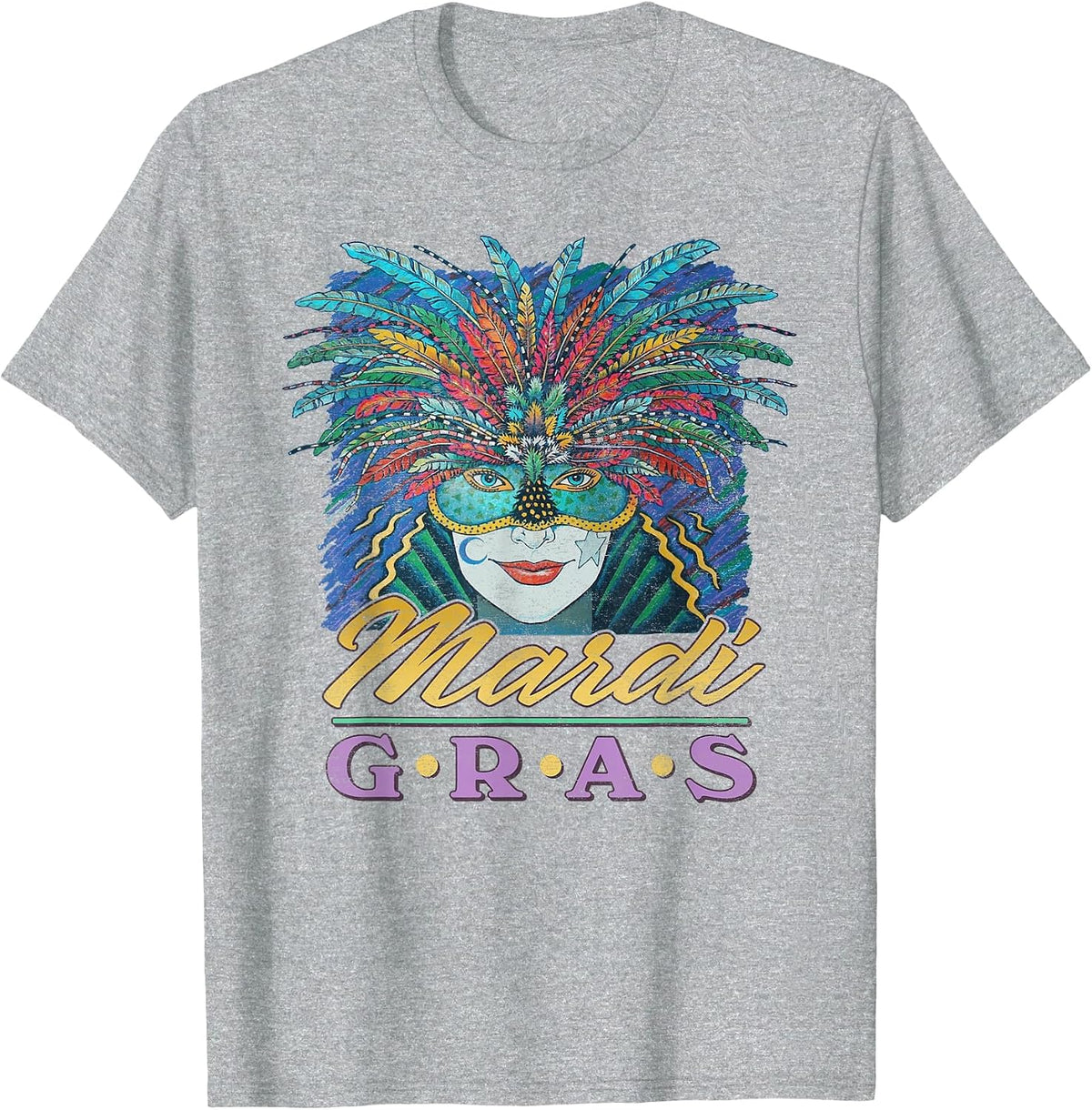 Mardi Gras Shirt Vintage Style Carnival Time T-Shirt - Heather Grey