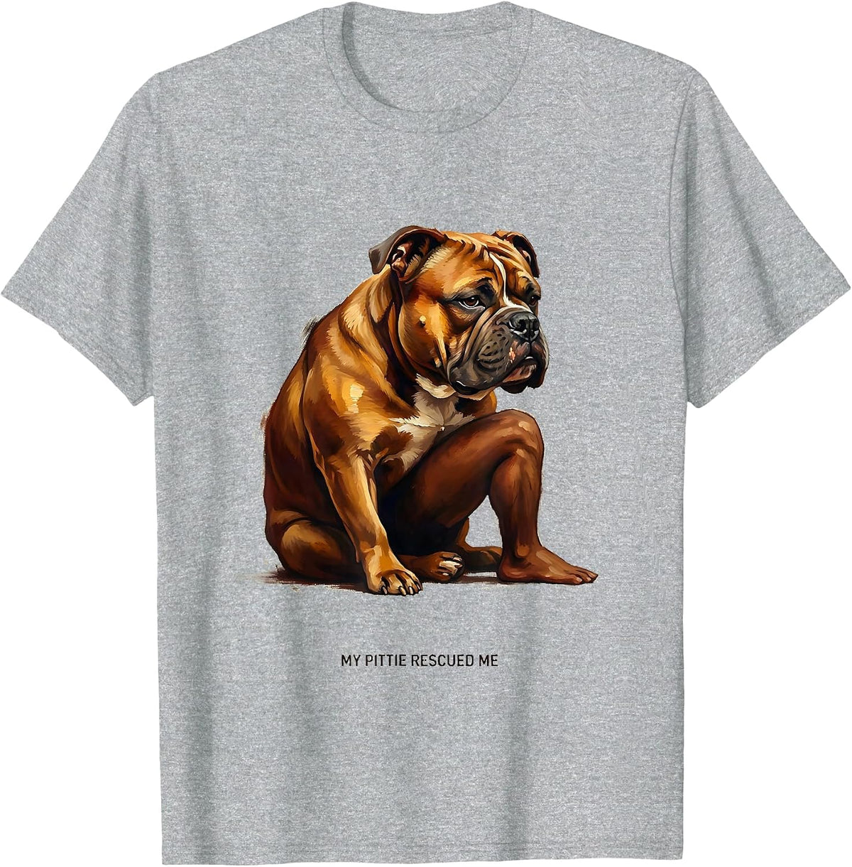 Men's My Pittie Rescued Me Funny Pitbull Dog Lover Gift T-Shirt - Heather Grey