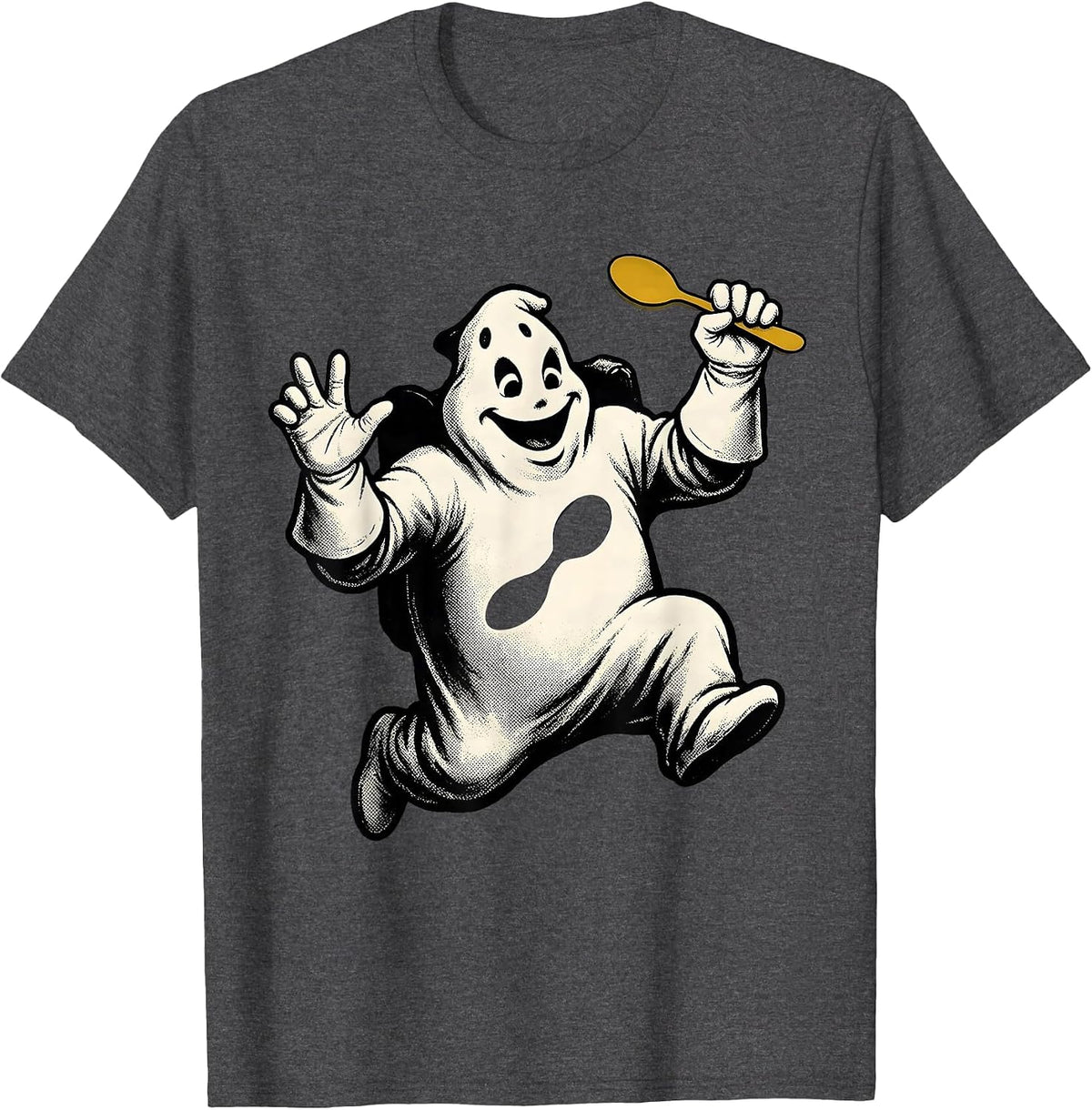 Men's Retro Cartoon Ghost Sped Para Teacher Halloween T-Shirt - Dark Heather Grey