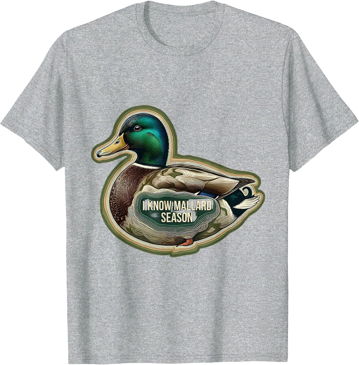Men's I Know Mallard Season Topographic Contour Hunting Gift T-Shirt - Heather Grey