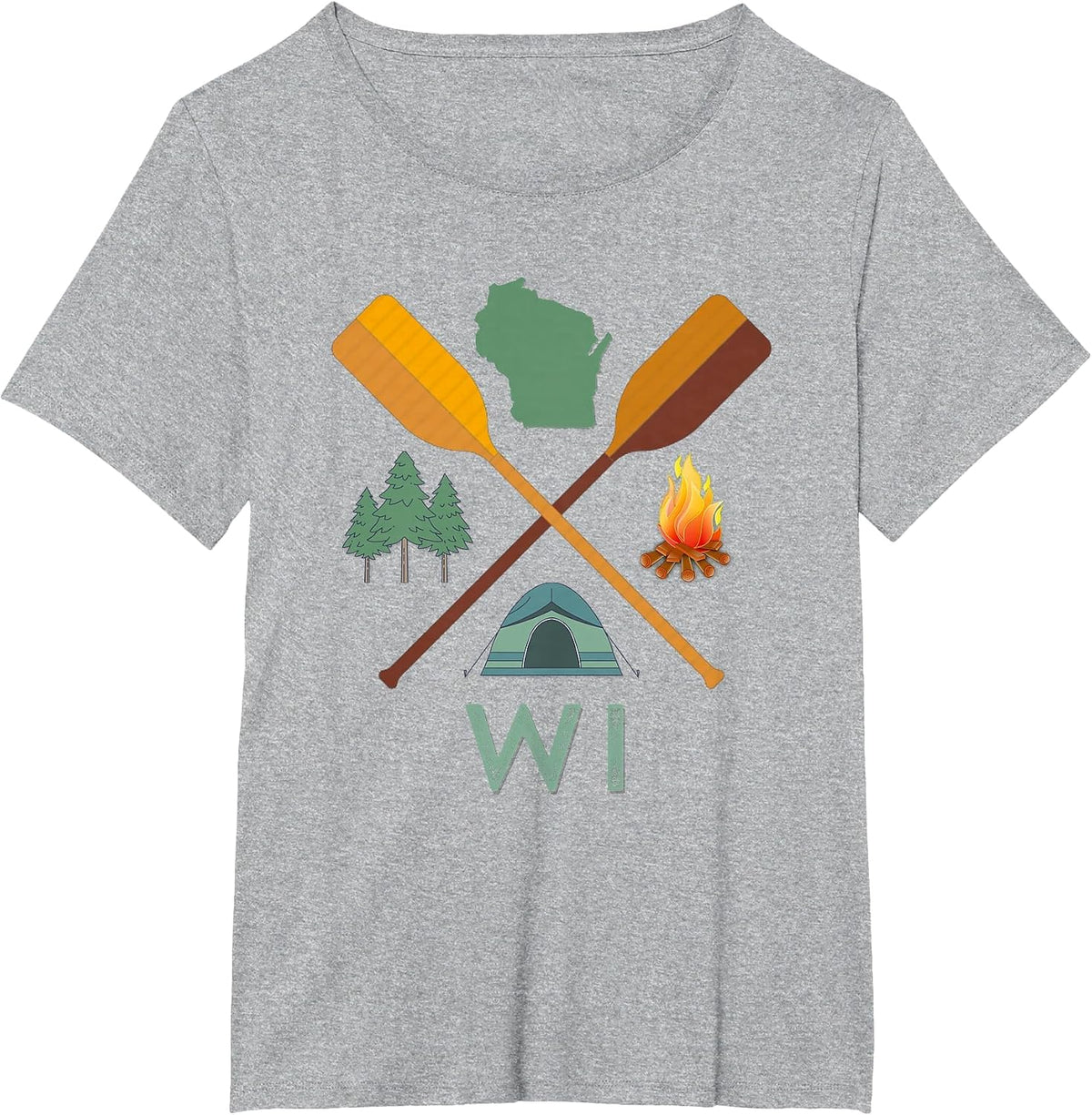 Wisconsin Camping, Canoeing, and Hiking, Nature T-Shirt T-Shirt - Heather Grey
