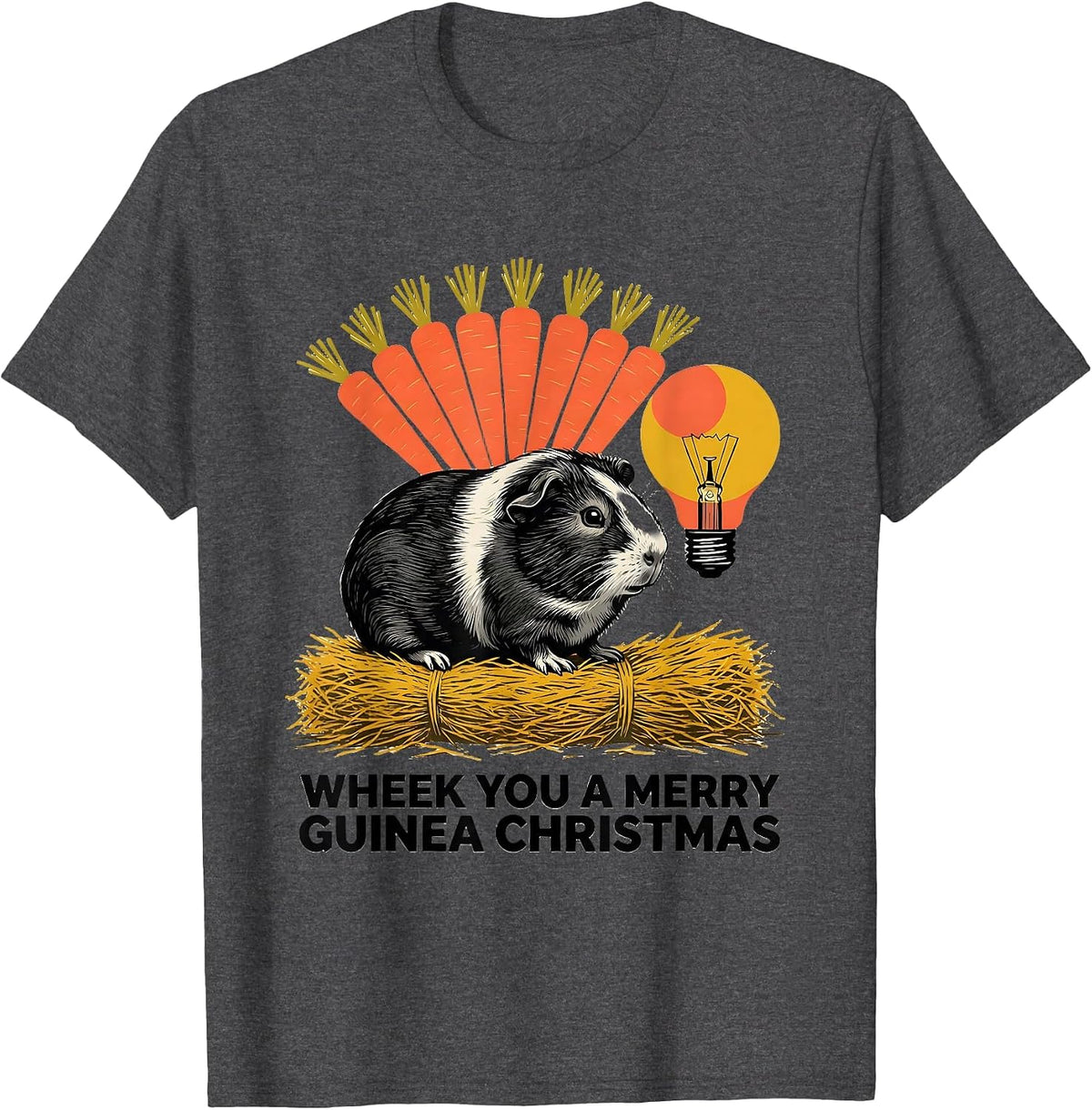 Wheek You A Merry Guinea Christmas Funny Guinea Pig Lover T-Shirt - Dark Heather Grey