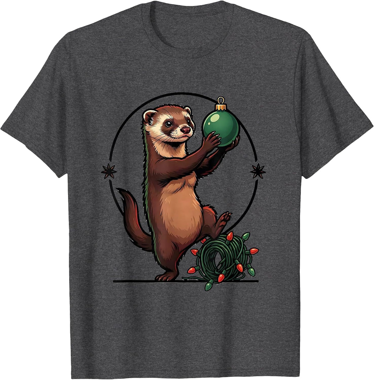 Men's Ferret Steals Ornament Cartoon Ferret Lover Humor Gift T-Shirt - Dark Heather Grey
