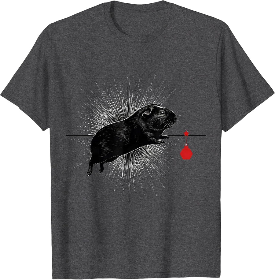 Men's Guinea Pig Leap Christmas Pet Lover Holiday Humor T-Shirt - Dark Heather Grey