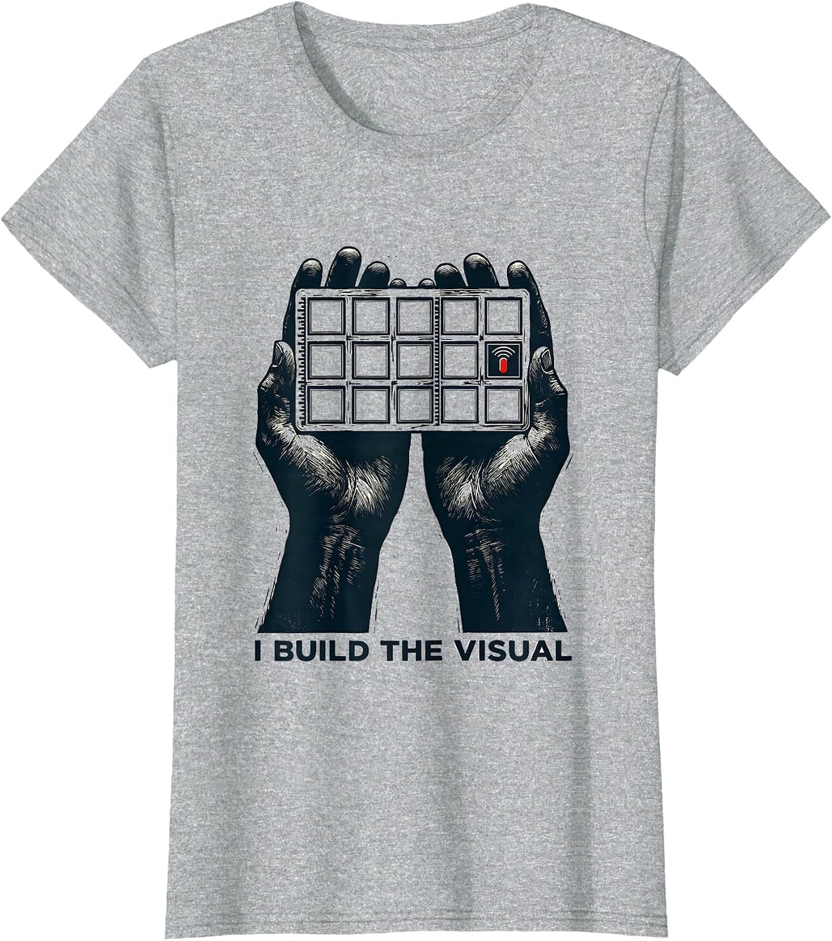 Women's I Build The Visual Linocut Special Education Teacher SPED T-Shirt - Heather Grey