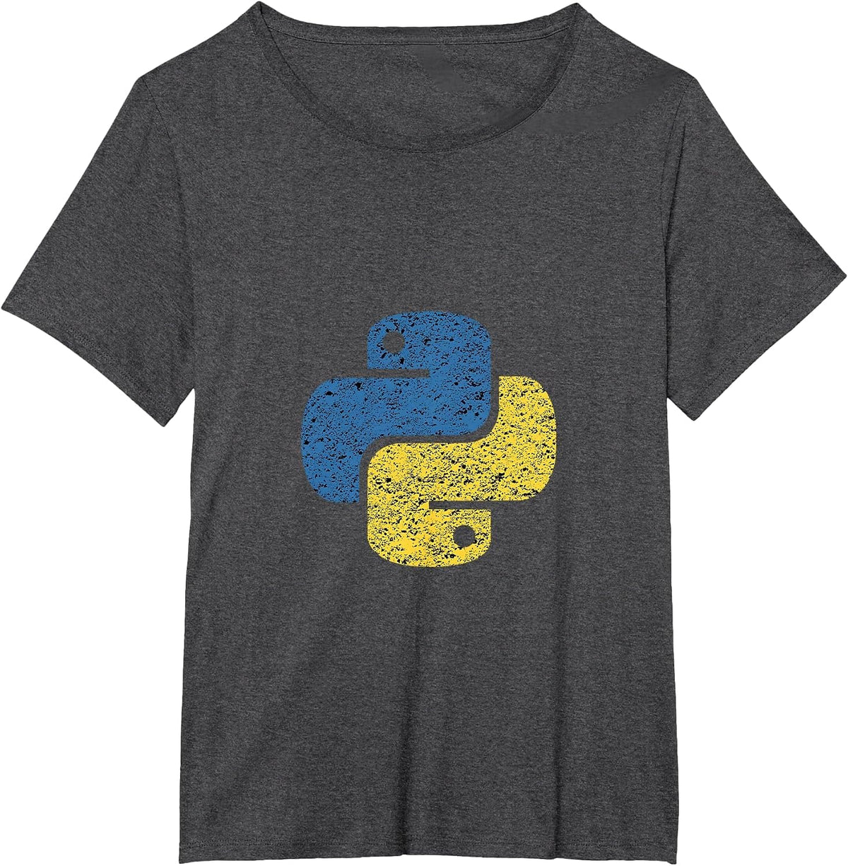 Distressed Python Logo for Engineers T-Shirt - Dark Heather Grey