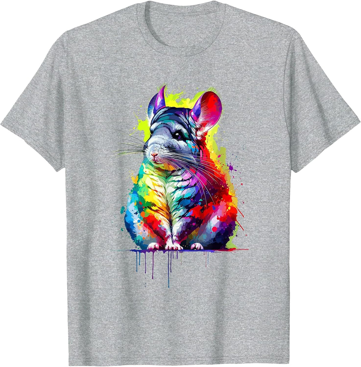 Splash Art Colourful Chinchilla Chinchillas T-Shirt - Heather Grey