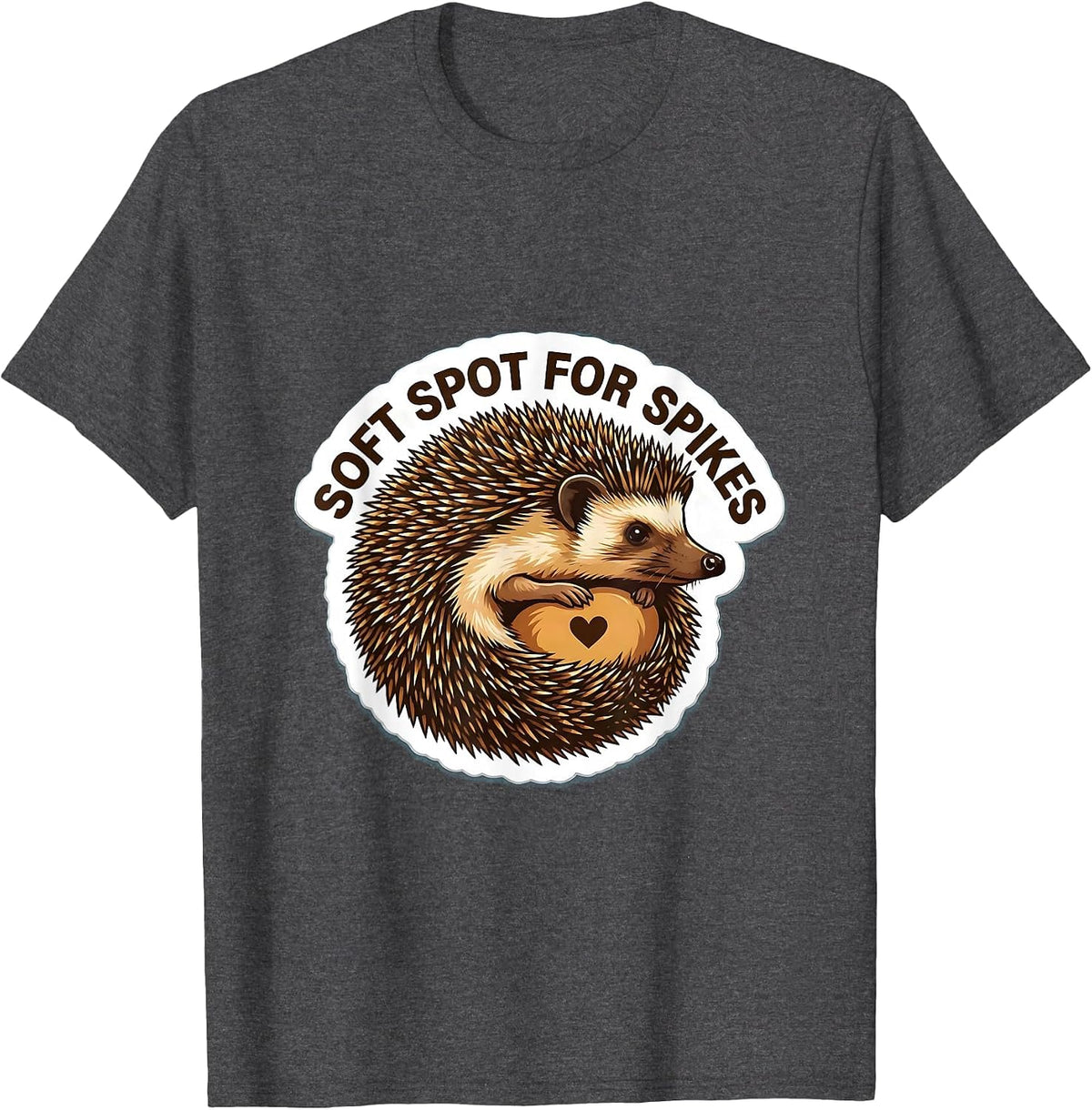 Men's Soft Spot For Spikes Cute Hedgehog Lover Animal Humor T-Shirt - Dark Heather Grey