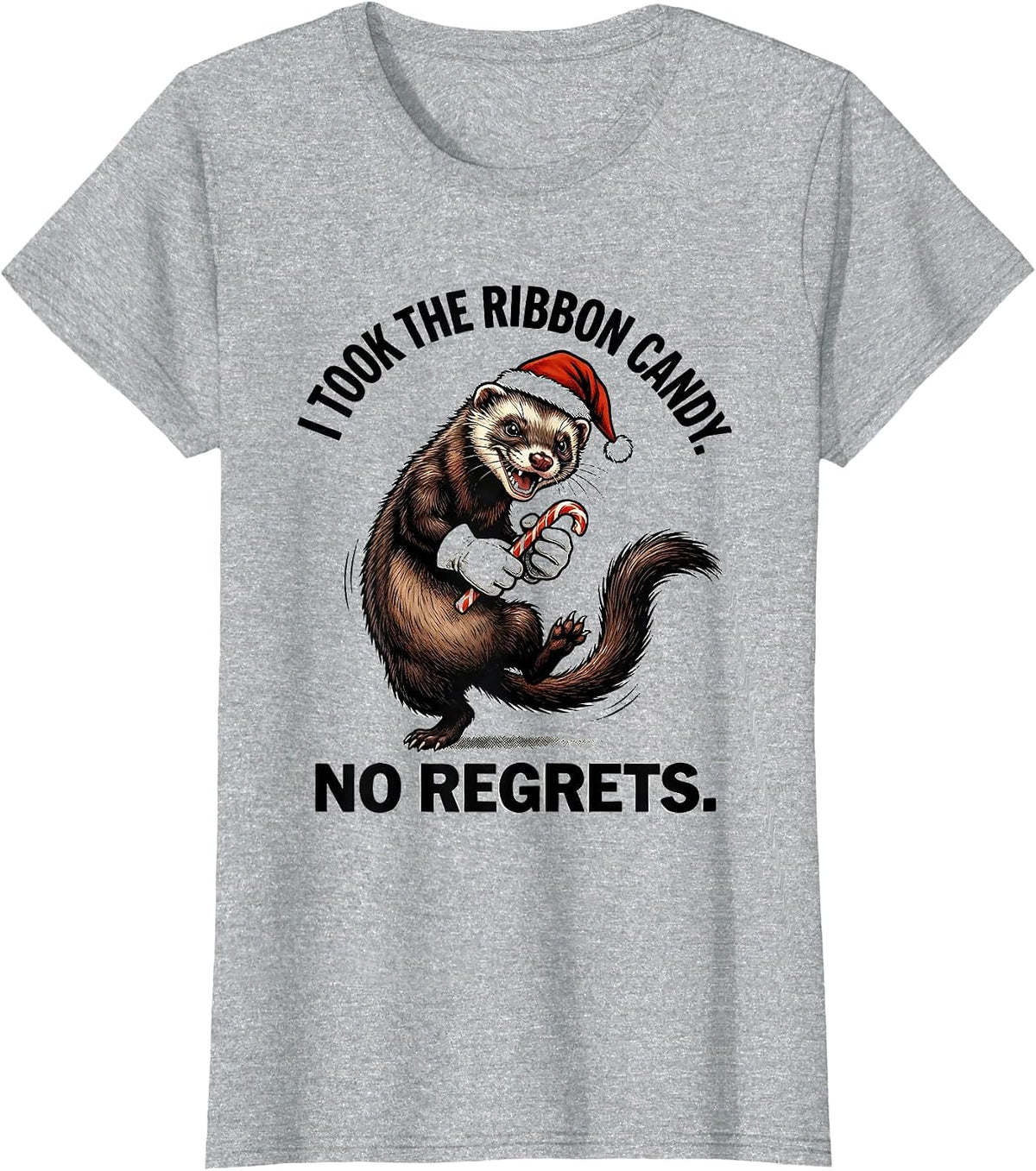 I Took The Ribbon Candy No Regrets Funny Ferret Lover T-Shirt - Heather Grey
