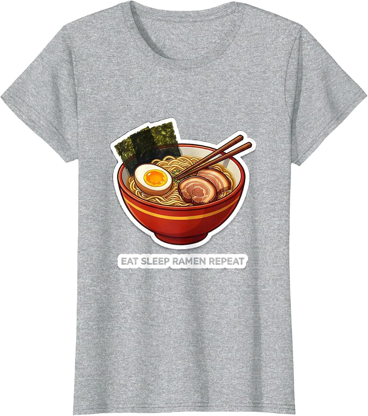 Eat Sleep Ramen Repeat Japanese Food Design T-Shirt - Heather Grey