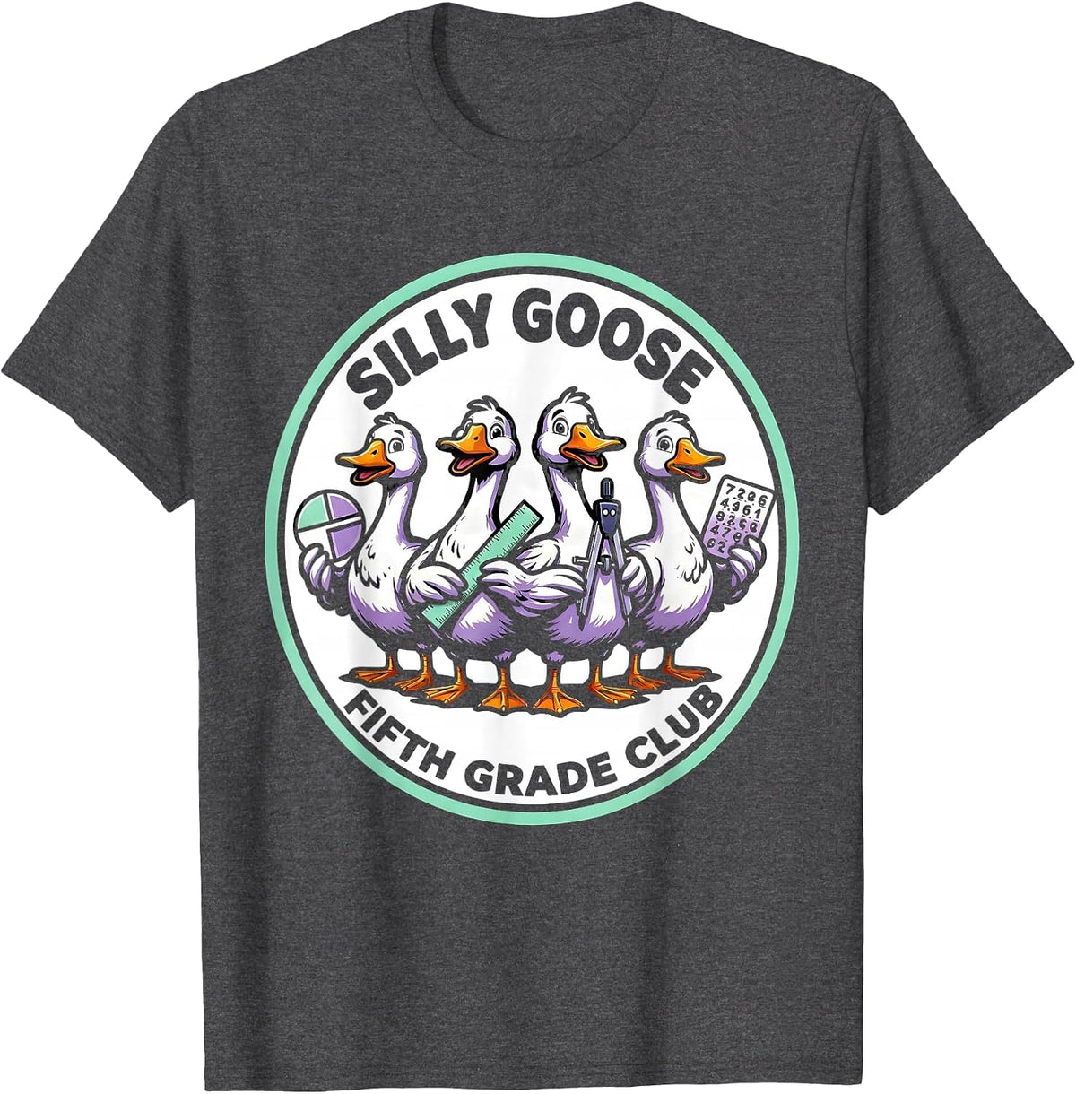 Silly Goose Fifth Grade Club Funny Teacher Back To School T-Shirt - Dark Heather Grey