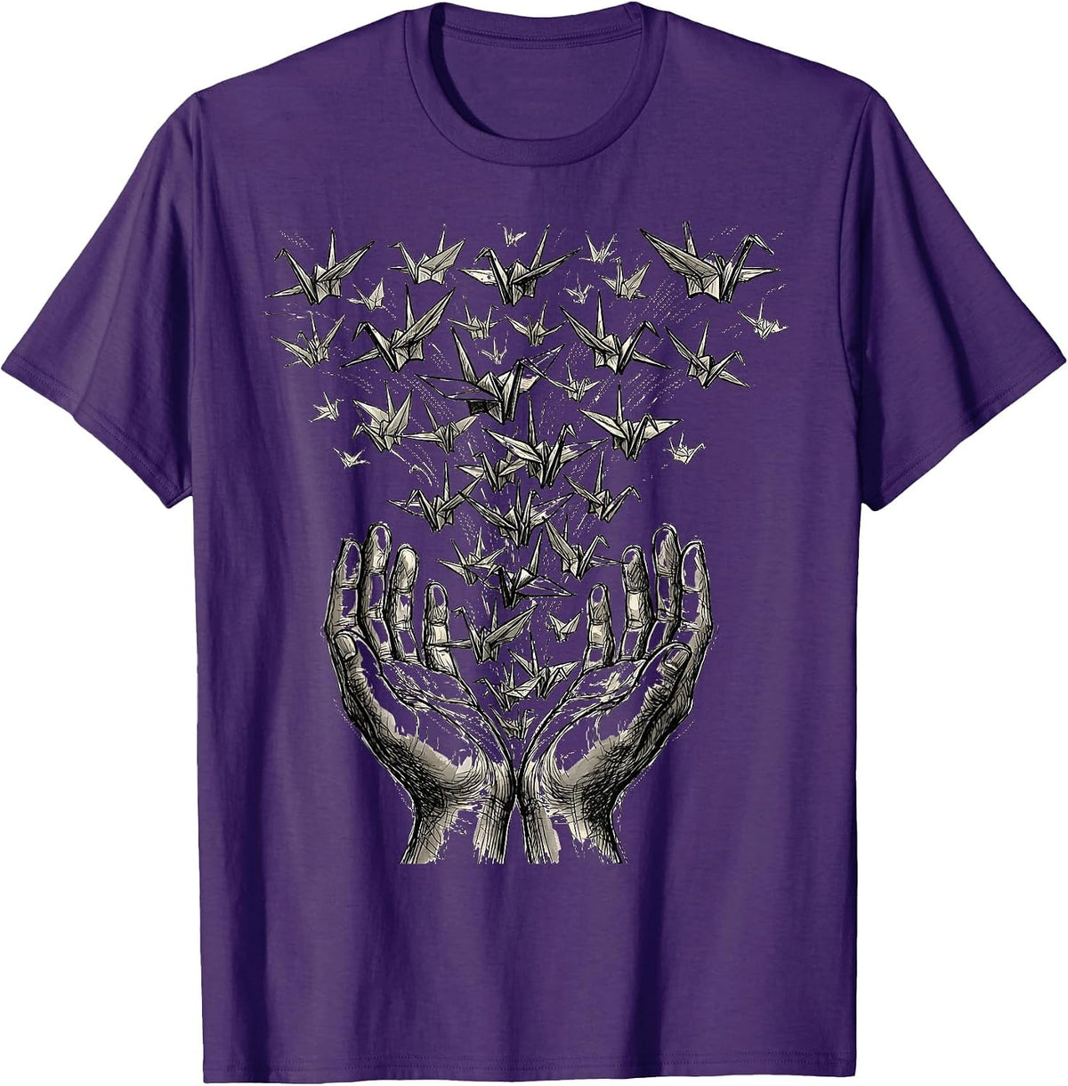 Special Education Teacher Paper Birds Illustration T-Shirt - Purple