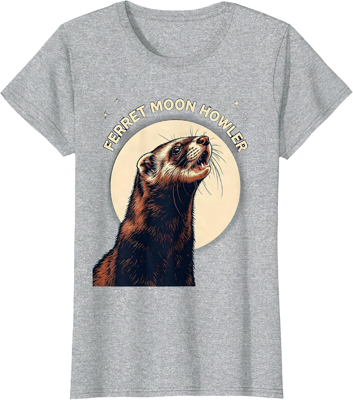 Ferret Moon Howler Funny Ferret Lover Pet Owner Gift T-Shirt - Heather Grey