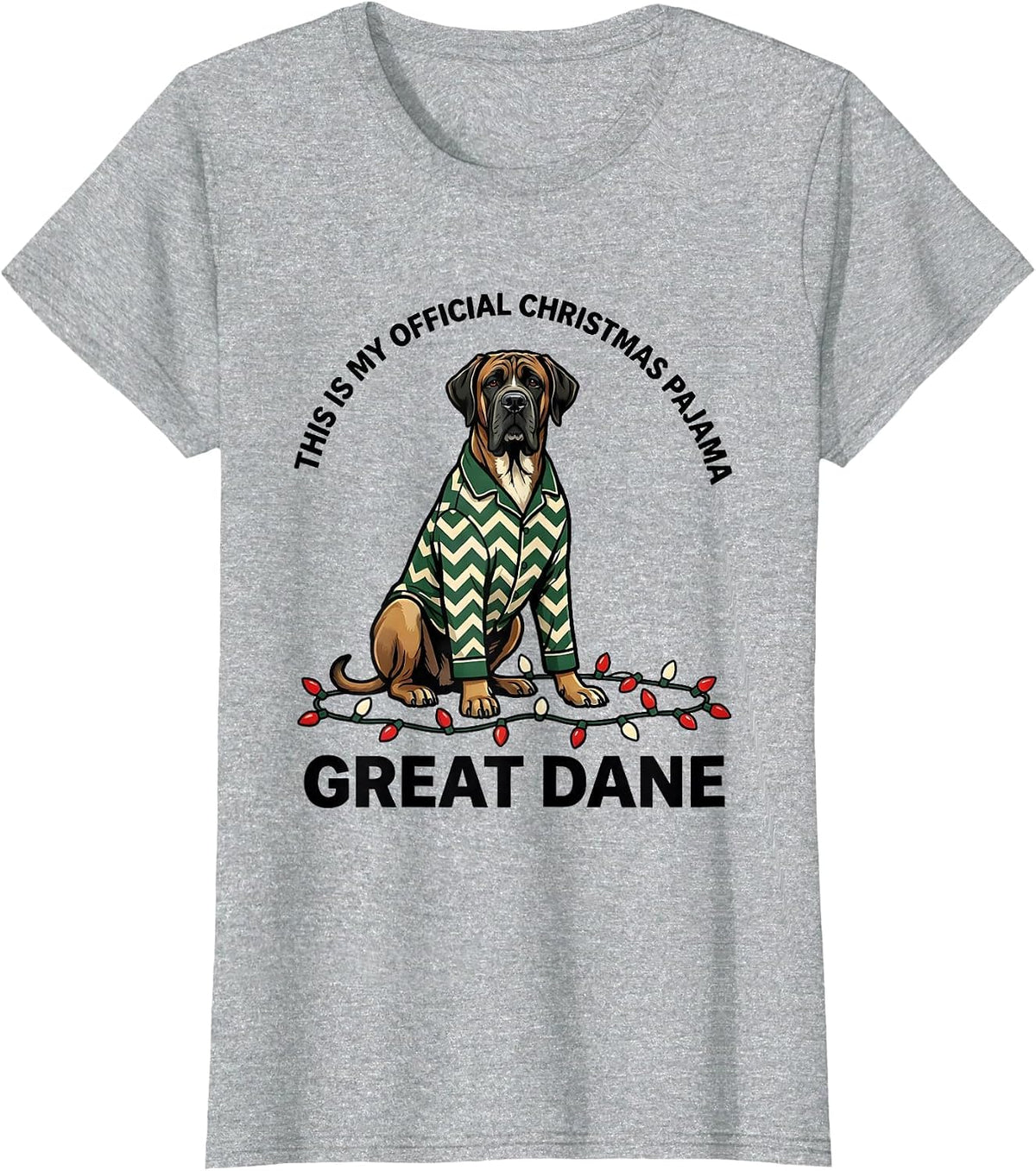 This Is My Official Christmas Pajama Great Dane Dog Lover T-Shirt - Heather Grey
