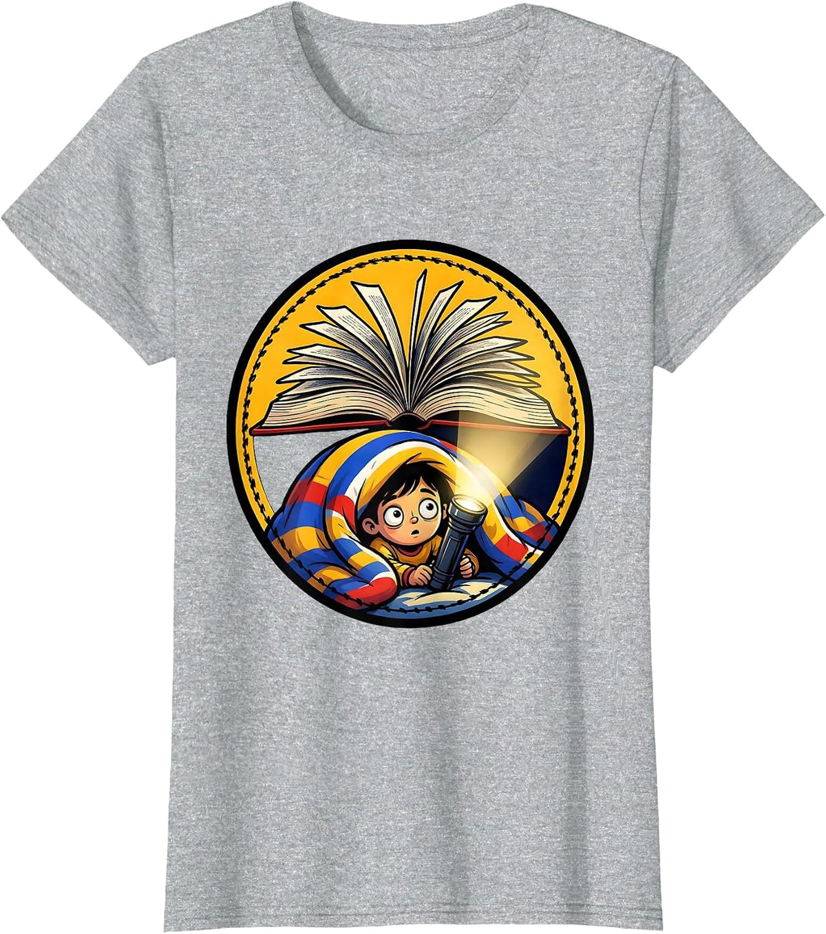 Women's Secret Flashlight Reader Under the Blanket T-Shirt - Heather Grey