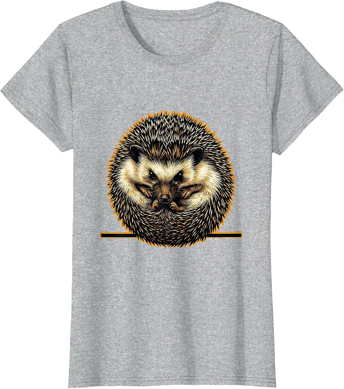Curled Hedgehog Wood Type Letterpress Cute Animal Lover T-Shirt - Heather Grey