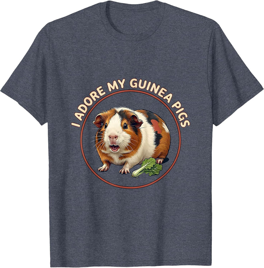 I Adore My Guinea Pigs Cute Guinea Pig Owner Pet Lover Humor T-Shirt - Heather Blue