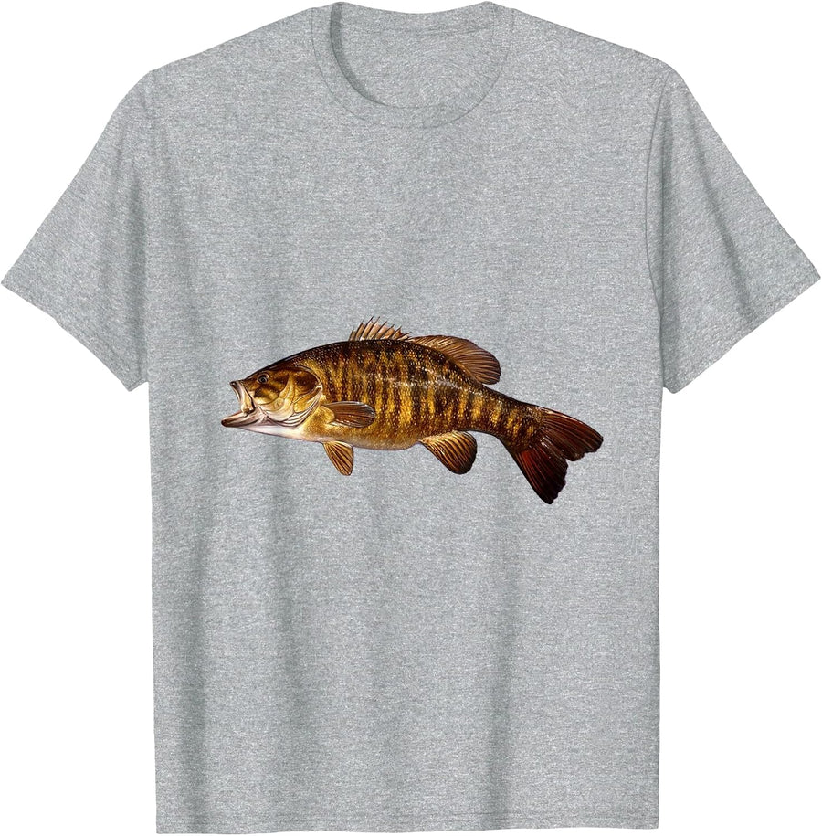 Smallmouth Bass T - Shirt/Leap Fish Shirt T-Shirt - Heather Grey