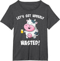 Let's Get Udderly Wasted Drunk Cow Pun St. Patricks Day T-Shirt - Dark Heather Grey