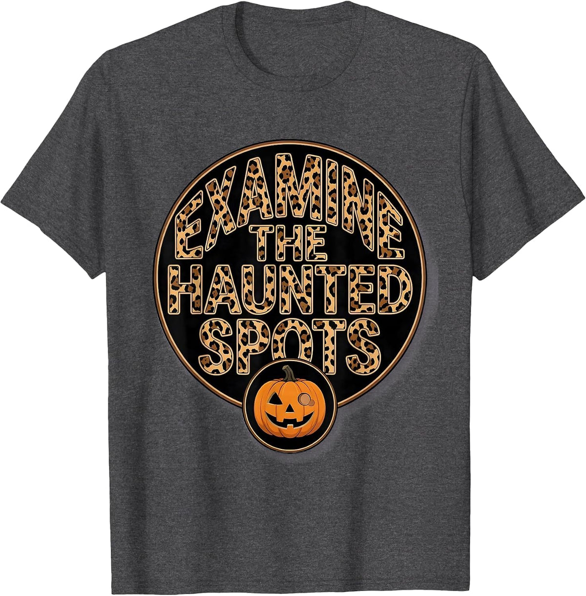 Examine The Haunted Spots Bold Dermatology Halloween Humor T-Shirt - Dark Heather Grey