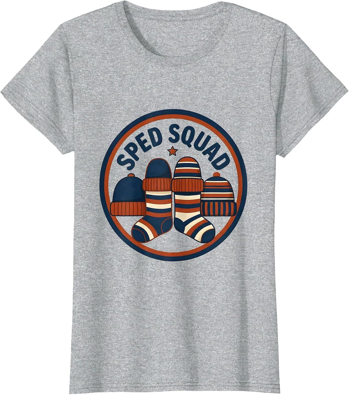 SPED Squad Teacher Christmas Humor Classroom Teacher Emblem T-Shirt - Heather Grey