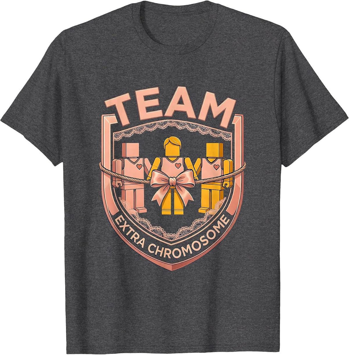 Men's Team Extra Chromosome Uplifting Down Syndrome Awareness T-Shirt - Dark Heather Grey