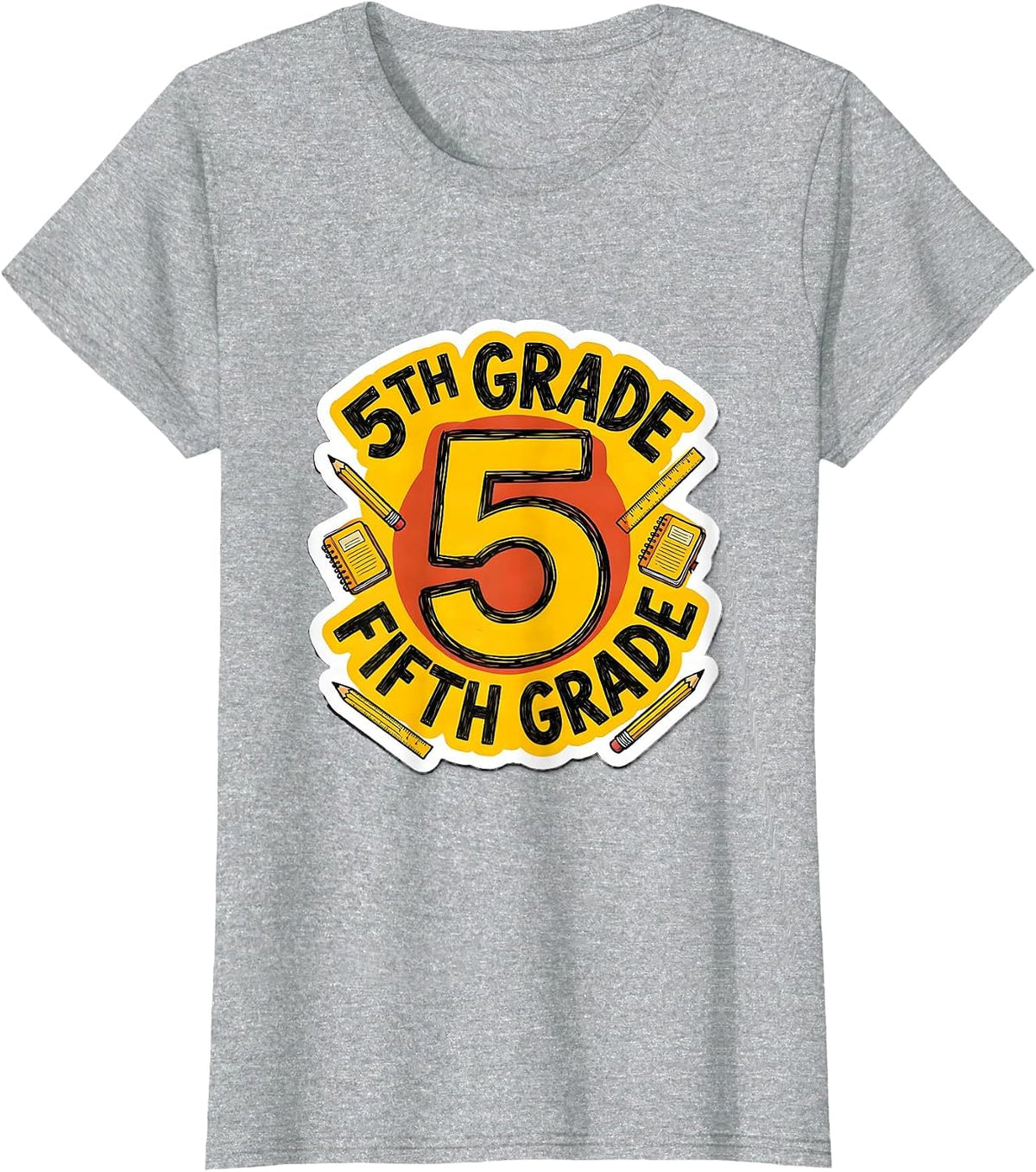 Women's 5TH GRADE FIFTH GRADE Typography Team Back To School T-Shirt - Heather Grey