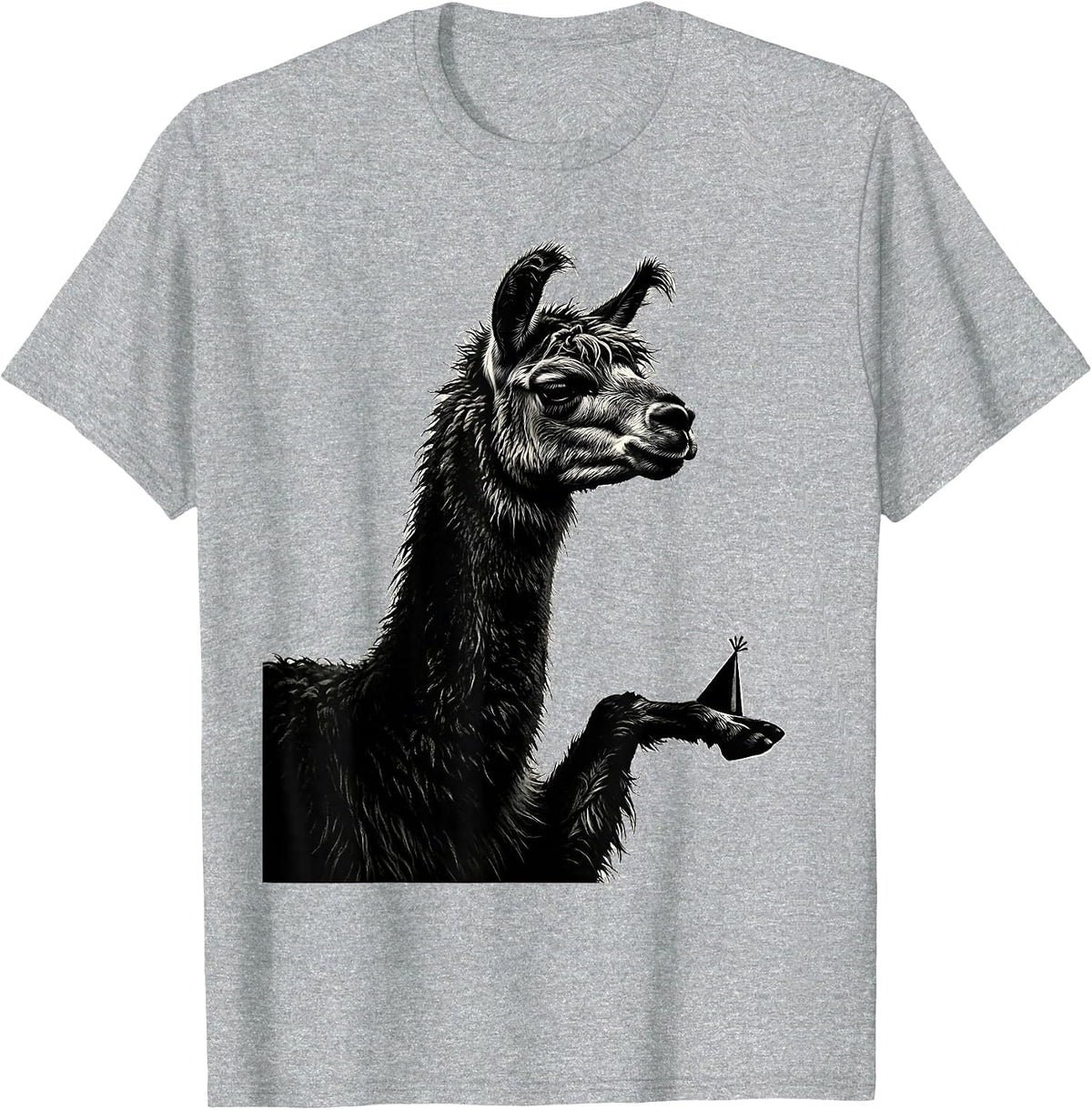 Men's Llama Balancing Party Hat Funny Alpaca Lover Humor T-Shirt - Heather Grey