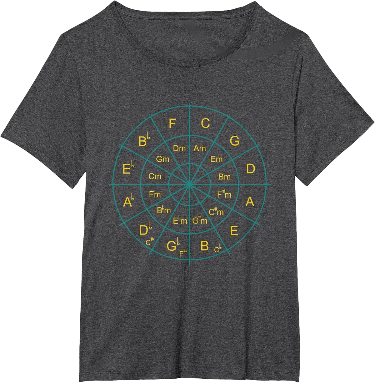 Circle of Fifths Music Teacher Music Student Composer T-Shirt - Dark Heather Grey