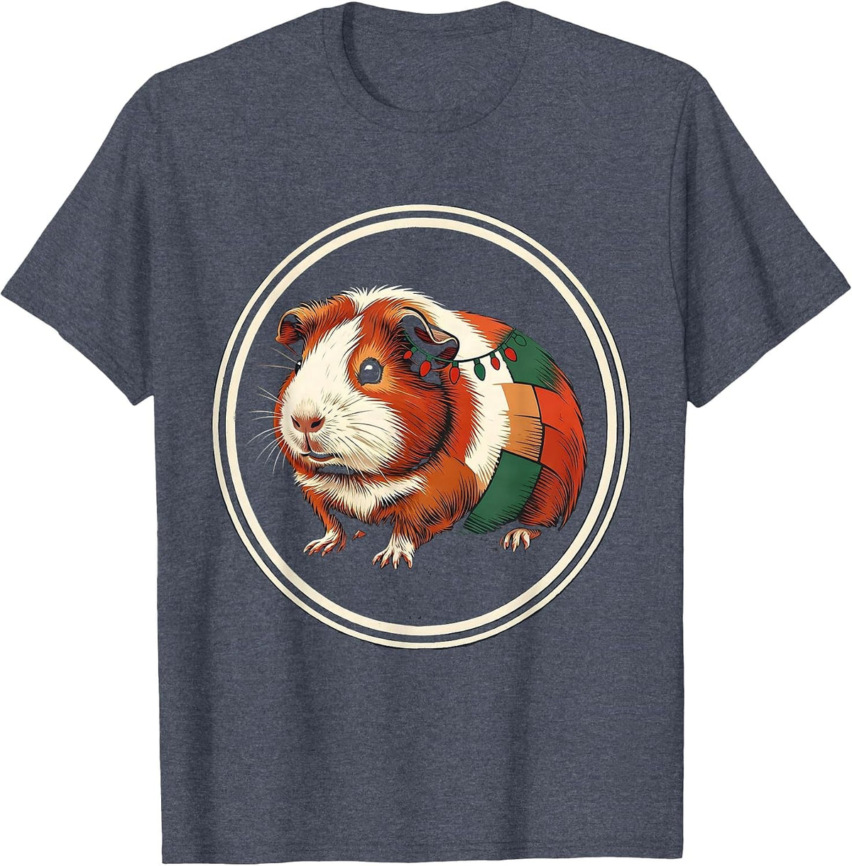 Sealed Guinea Pig Badge Christmas Pet Lover Humor T-Shirt - Heather Blue